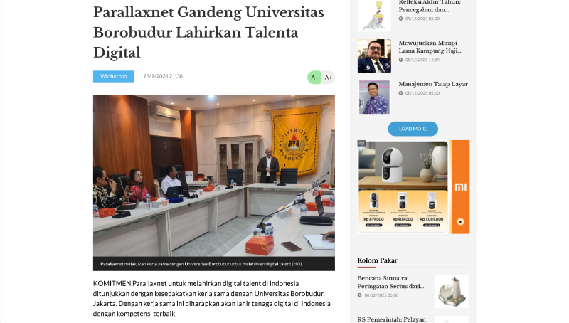 Parallaxnet Gandeng Universitas Borobudur Lahirkan Talenta Digital